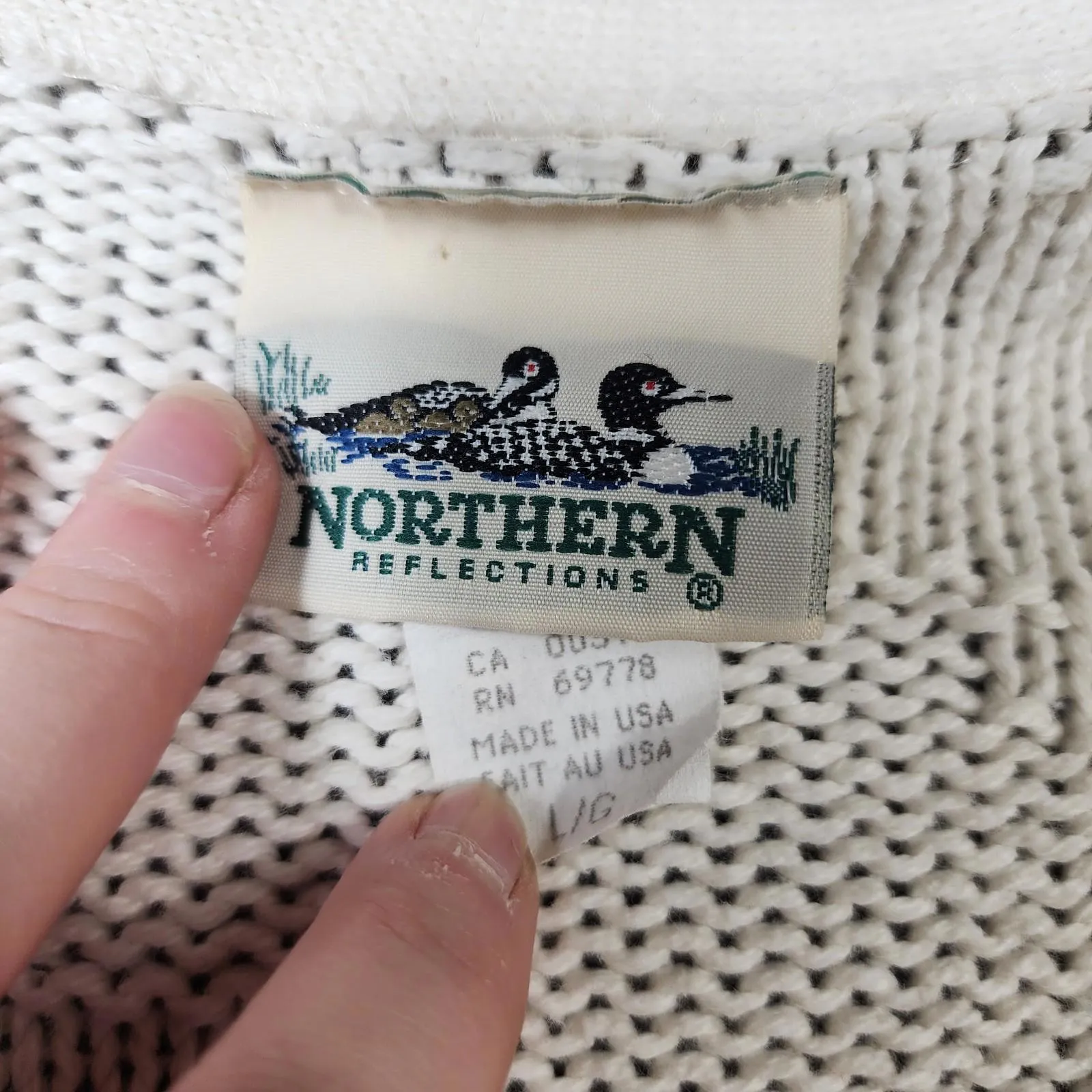 Vintage 90s Northern Reflections Cardigan Sweater Women Large Birds Cottage Knit - Image 3
