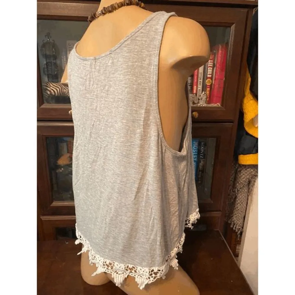 Miss Chievous  screen print tank with lace at bottom - Image 2