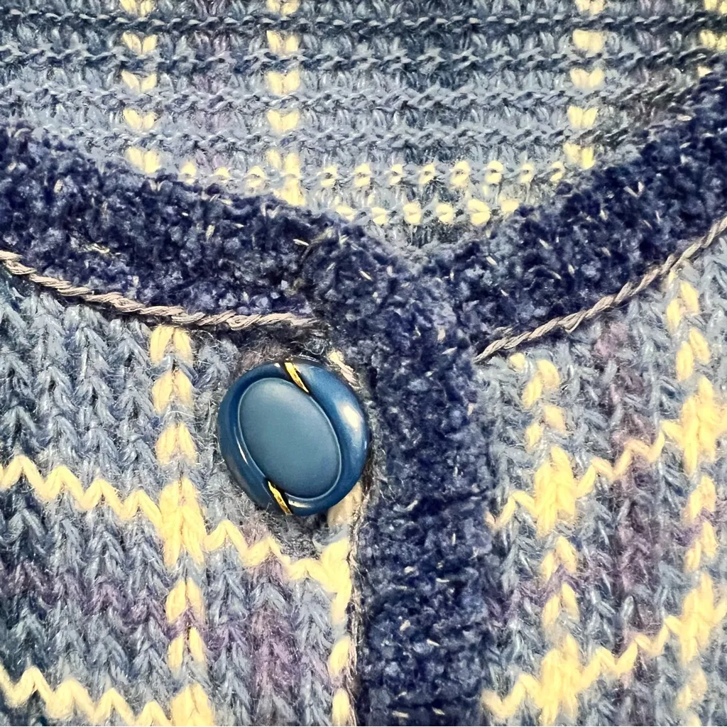 Pendleton Country Sophisticates Wool Blend Blue Plaid Cardigan Sweater size S - Image 4