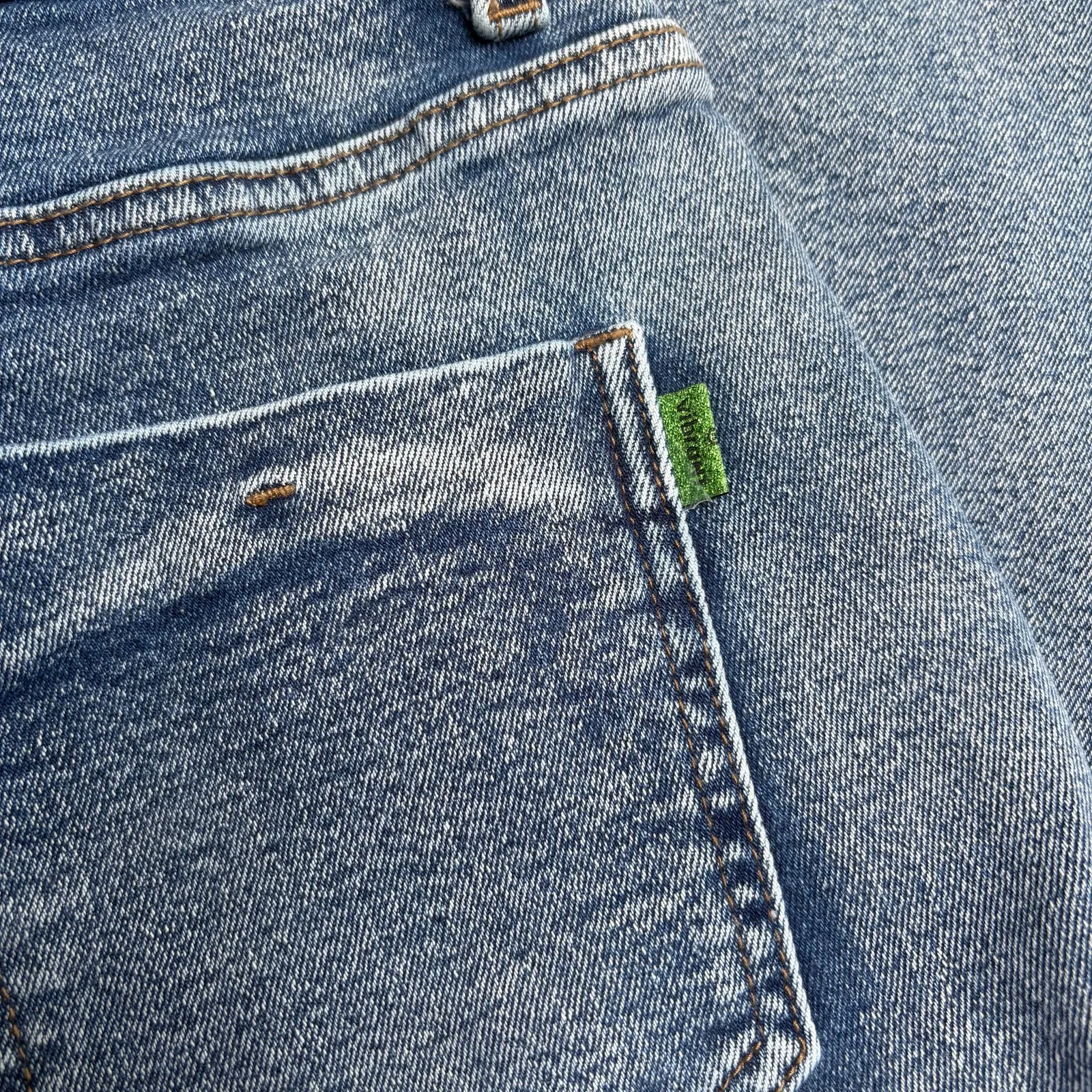 Vibrant MIU Baggy Jeans Sz S Blue Denim Cargo Wide Leg Skater Grunge Emo Y2K - Image 6