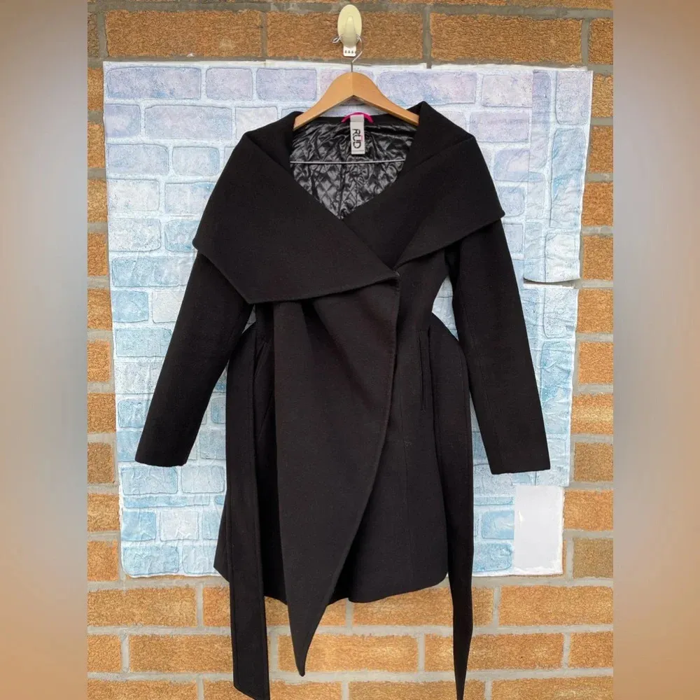 RUD by RUDSAK Trench Coat Notch Lapel Coats Windproof Jackets Overcoat small Black - Image 6