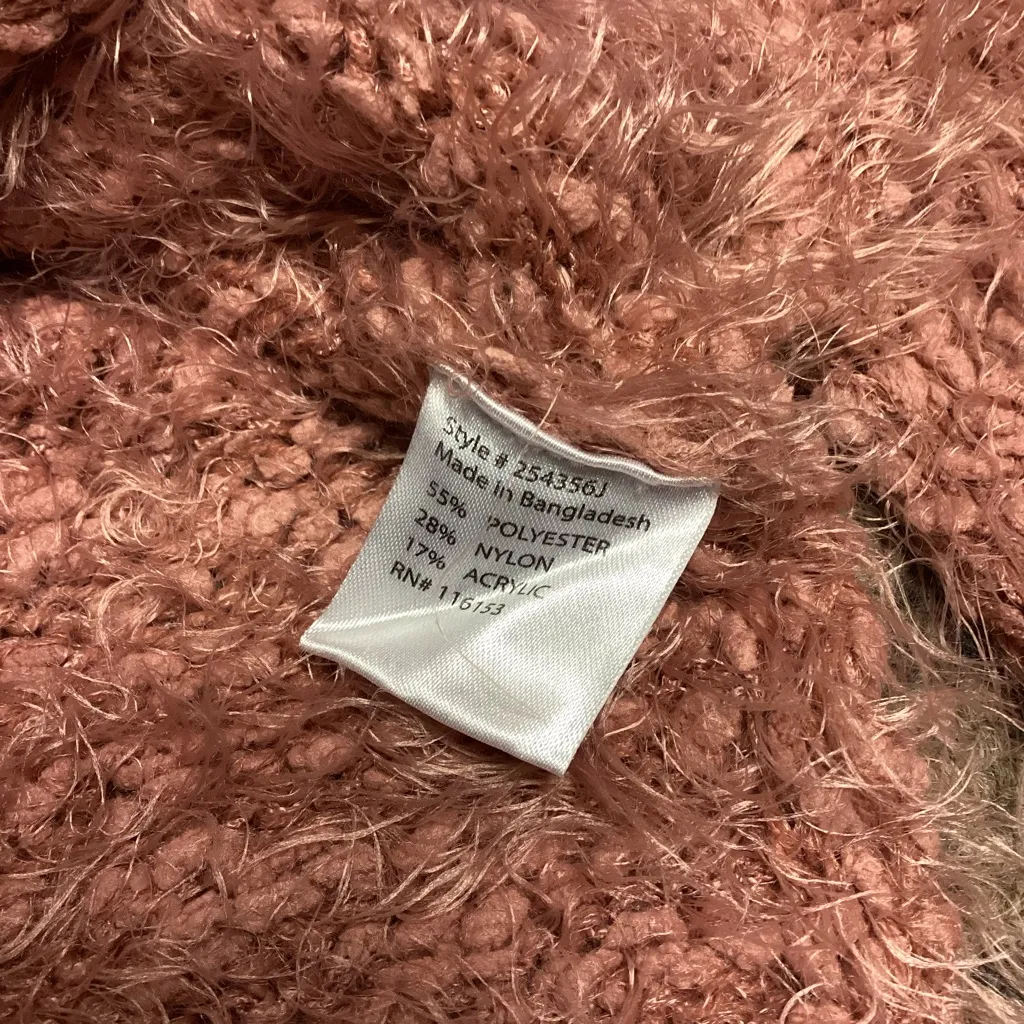 Poof Apparel Pink Dusty Rose Fuzzy Eyelash V-neck Sweater * Size L (Fit me as M) - Image 3