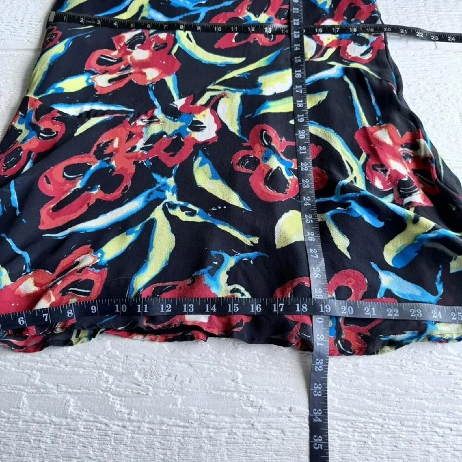 Chico's Silk Skirt Womens 2 Black Floral Lined Sheer Midi Love Holidays Flaws - Image 12