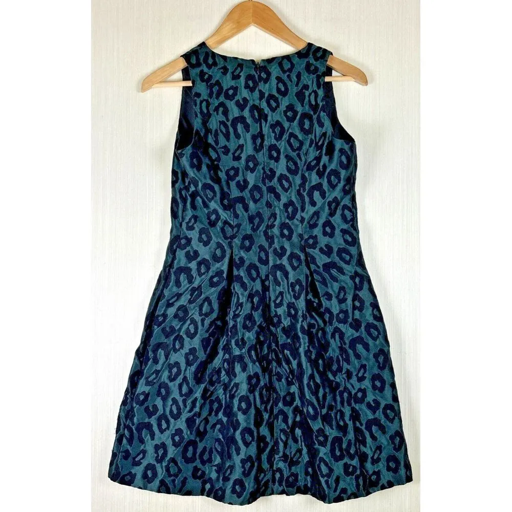 Ann Taylor Loft Women's Dress  Sz 2P Green Leopard Print Fit Flare Party Mini - Image 8