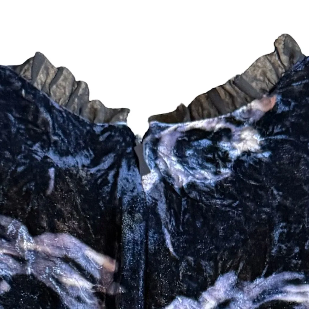 Kate Spade Night Rose Black Blue Velvet Silk Blend Midi Dress Sleeveless Size 10 - Image 11