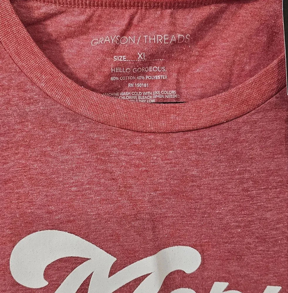 Women's Merry Short Sleeve Holiday Graphic T-Shirt - Light Red Size XL - Image 4