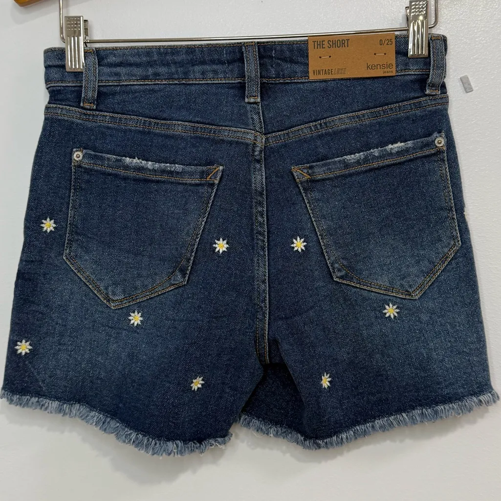 Kensie Women's Dark Blue Jean Shorts with Daisy Embroidery - Image 6