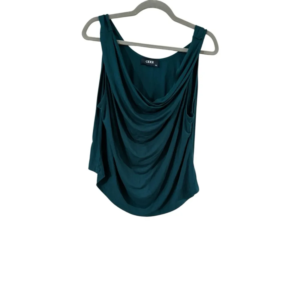 Cider Teal Cowl Neck Tank Top Plus Size XXL - Image 3