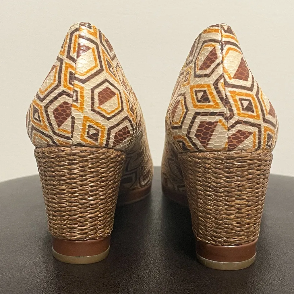 Naturalizer Vanilla Narlene Open Toe Wedge Heels NIB 8N 8 Narrow Cream Brown - Image 8