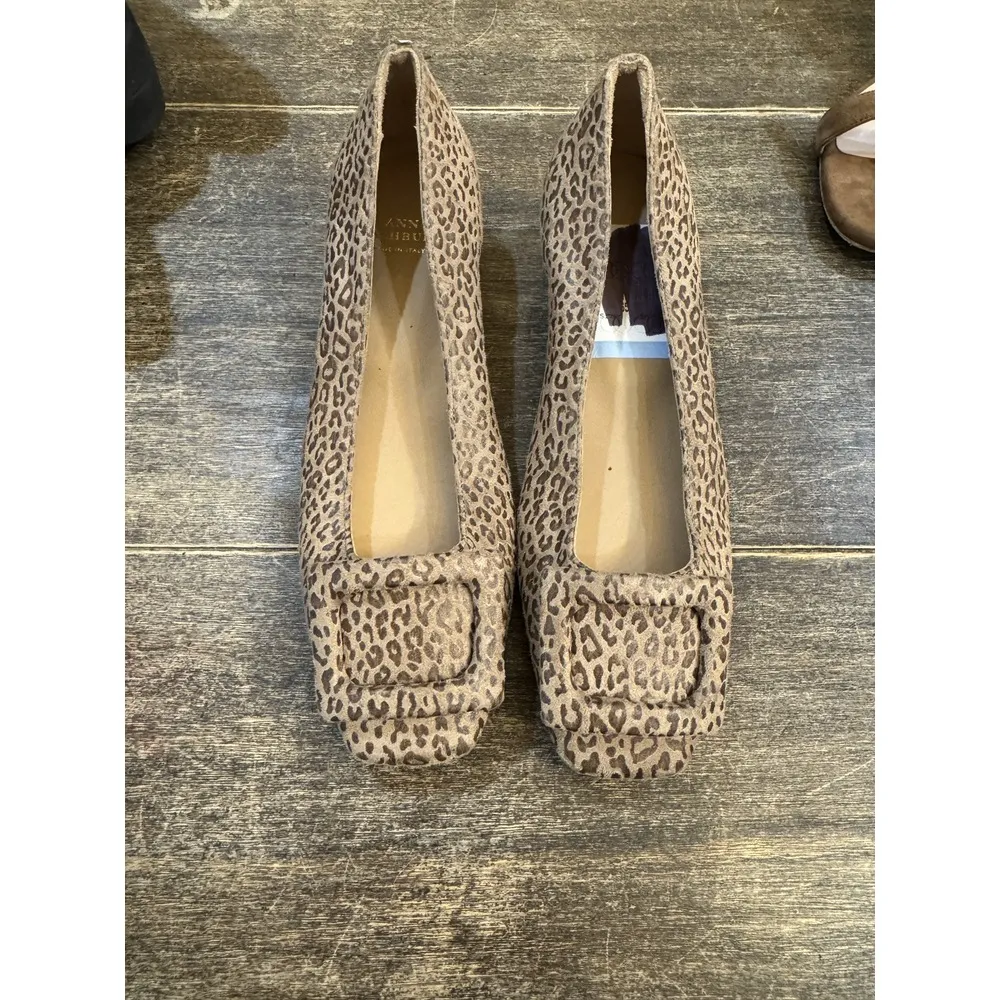 Ann Mashburn Women's 4.5 US 35 Buckle Flat Shoes Leopard Block‎ Heel Vegan Suede - Image 9