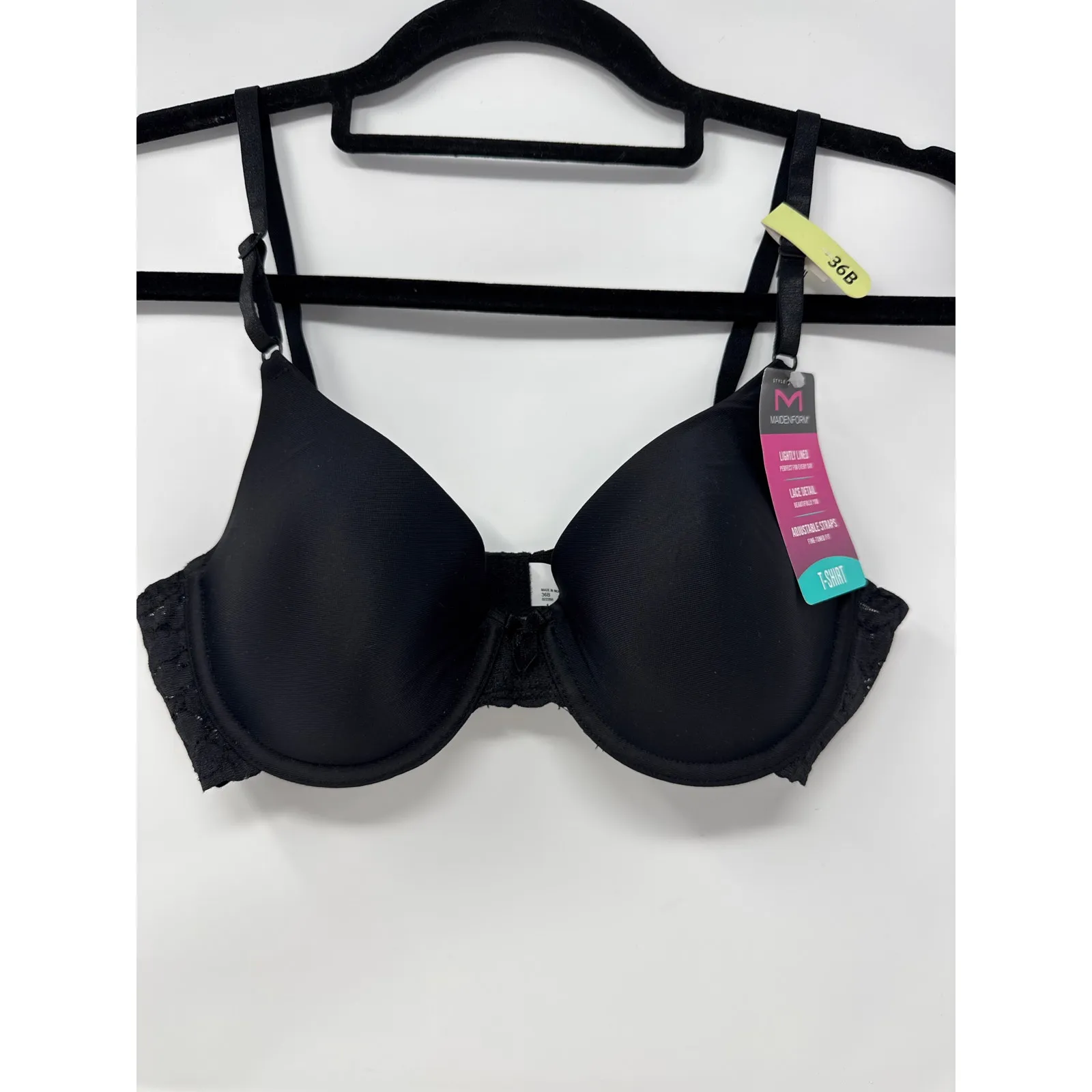 Brand New Maidenform Women's Size 36B Black Demi Underwire Lace Bra - Image 4