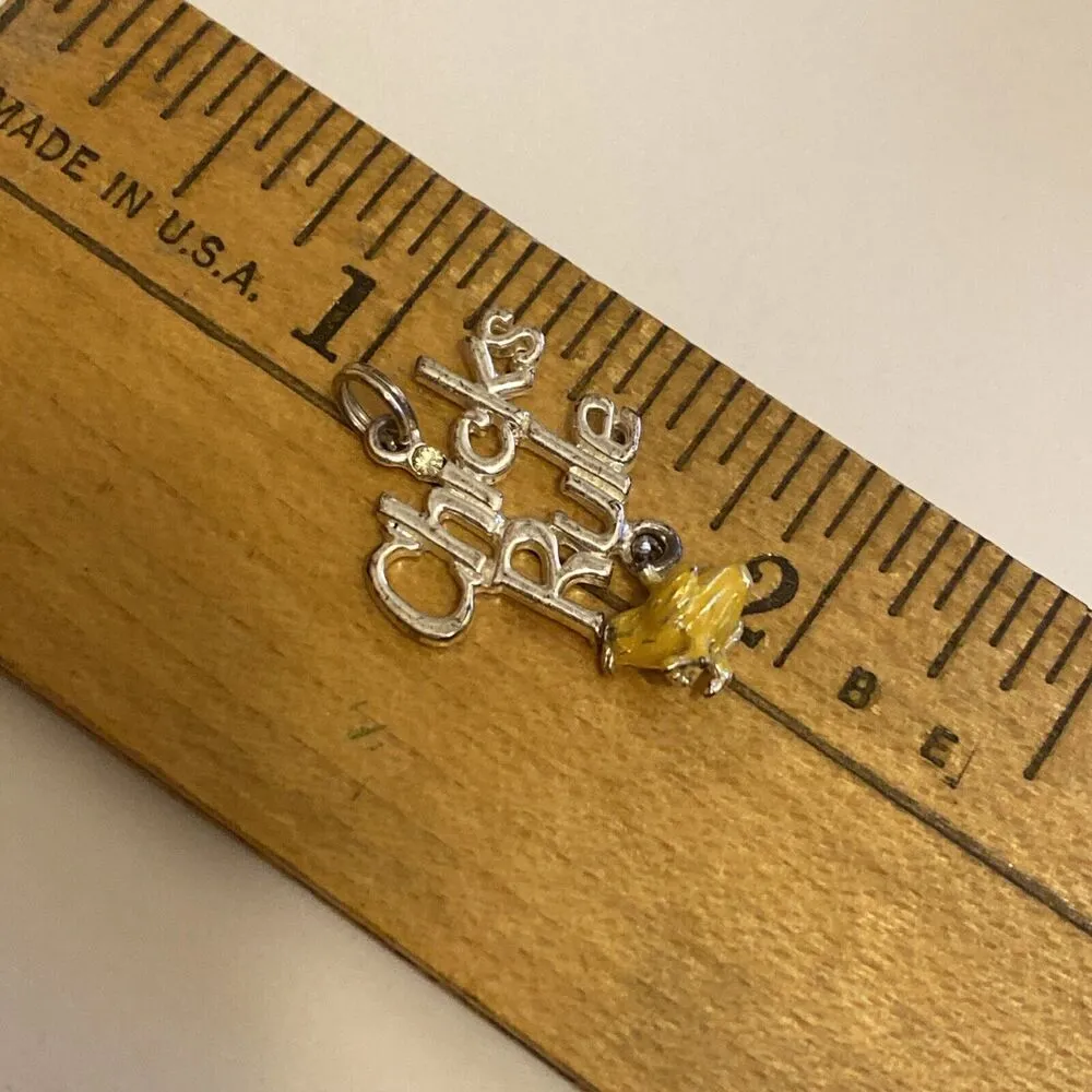 925 Sterling Silver Chicks Rule Charm Pendant Tiny Figure Enamel Chick Chicken - Image 3