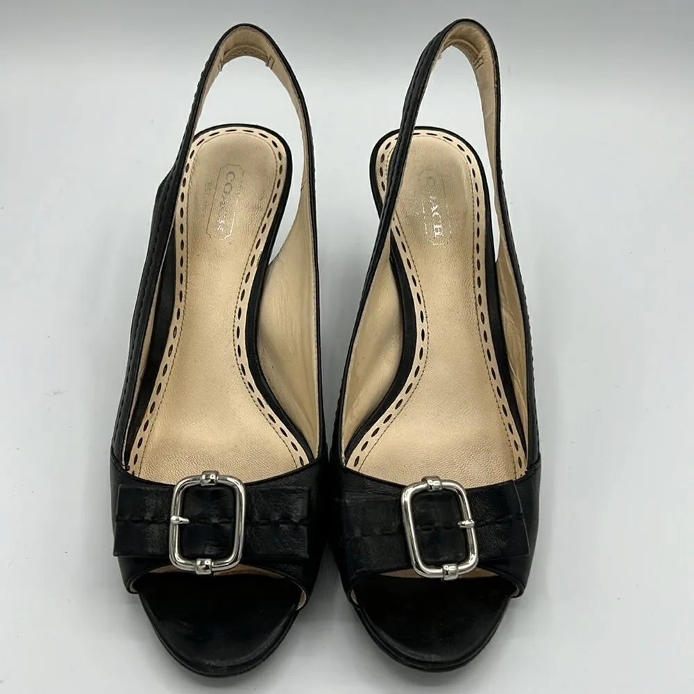 Coach Miranda Open Toe Slingbacks - Black -  Size 8B B37 - Image 3