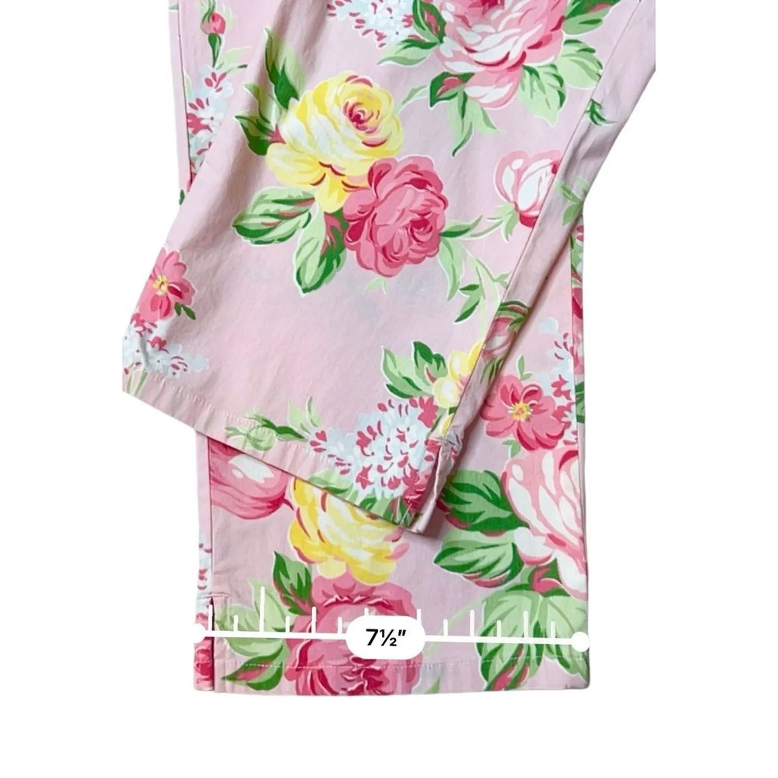 Lauren Ralph Lauren Pink Floral Flat Front Cropped Pant 10 Cottage Flower Spring - Image 9