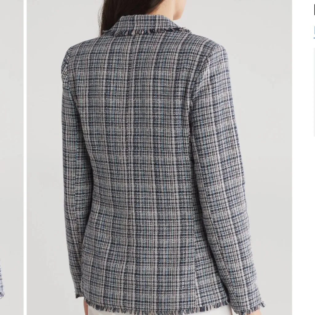 NWT LAUNDRY BY SHELLI SEGAL Fringe Tweed Blazer In Navy Multi - Image 6
