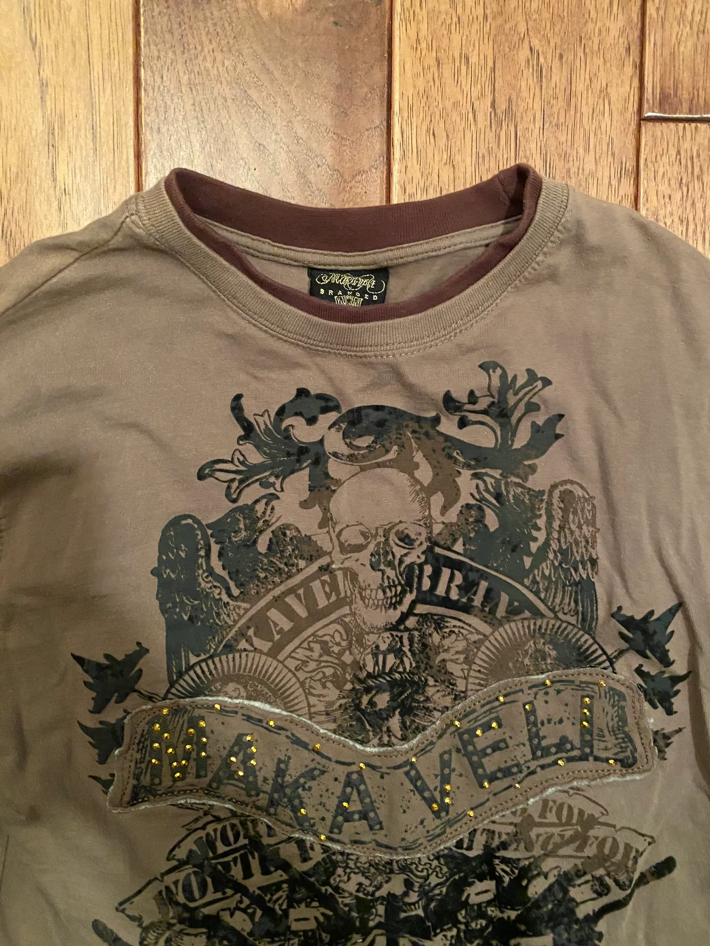 Vintage Long Sleeve Layered Shirt Brown Size 12 - Image 2