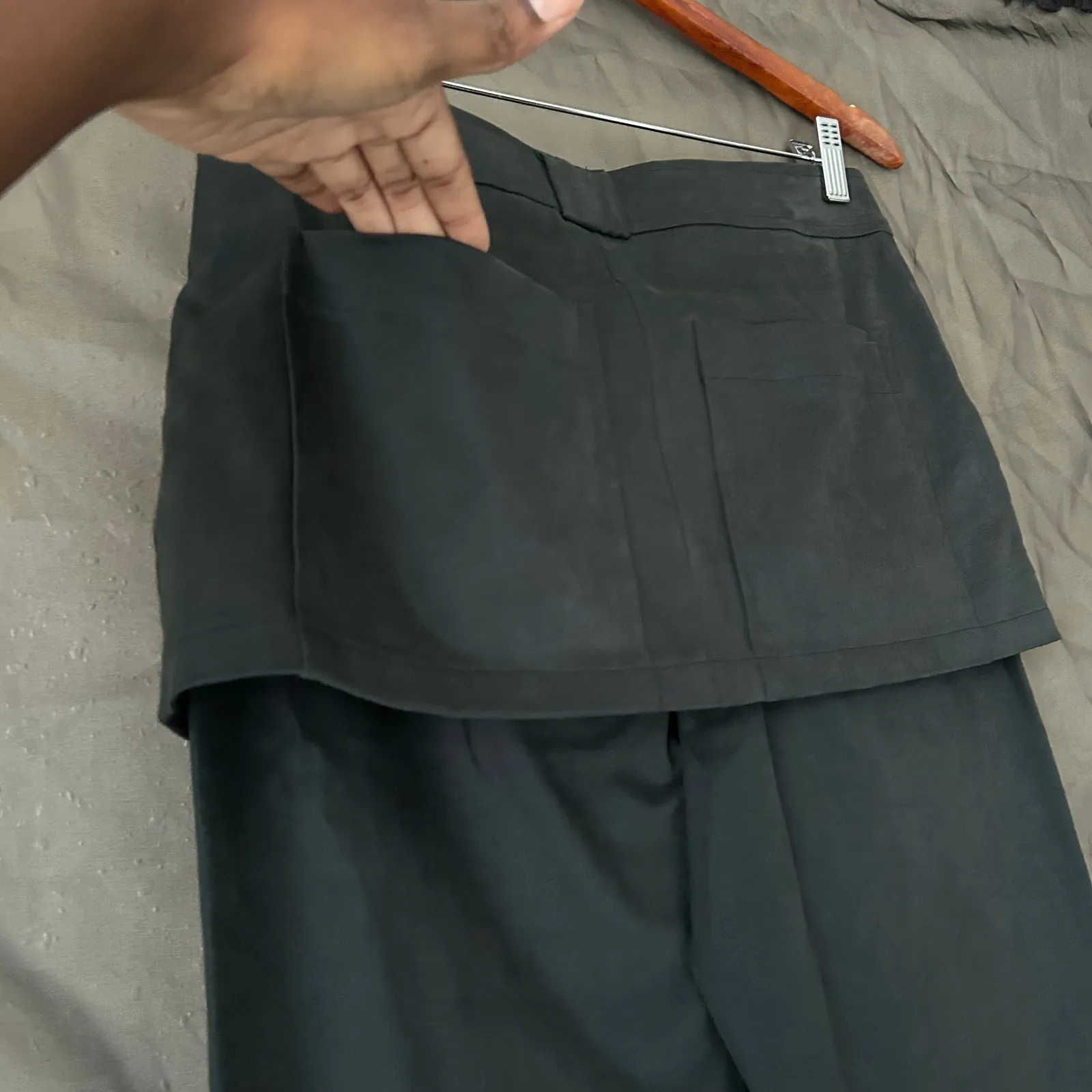 Zara Dark Grey Zip Skirt Overlay Pants Size Small - Image 8