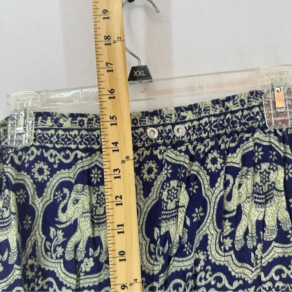 Indian Elephant Harem Boho Flowy Pants Woman’s Medium Blue - Image 5