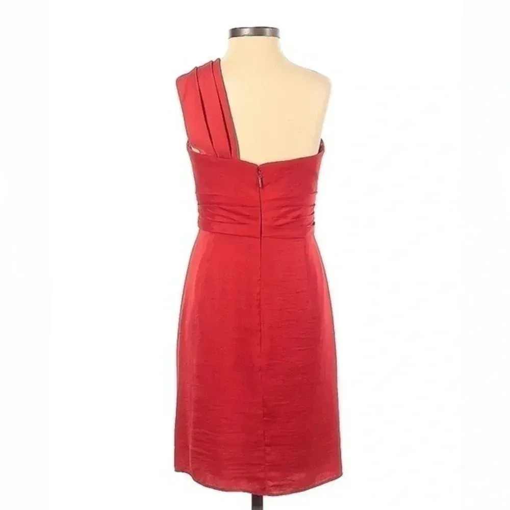 BCBGMAXAZRIA | Holiday Party Red Formal One Shoulder Cocktail Dress Size 2 XS - Image 4