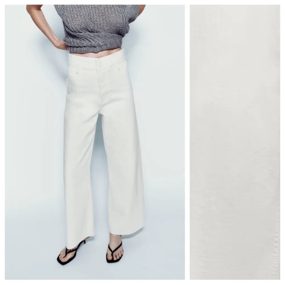 NWT Zara Marine Slim Fit Relaxed Leg High Waist Jeans in Off White Size 6 - Image 7