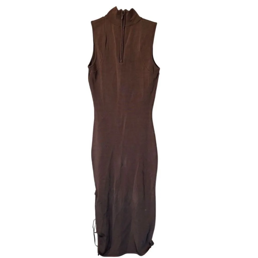 Marciano Women's XS Brown Rib-Knit Turtleneck Bodycon Dress - Image 8