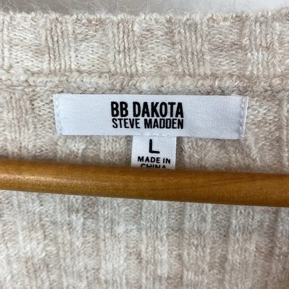 Steve Madden BB Dakota Ivory Ribbed Long Sleeve Knit Sweater Dress L Size L - Image 5