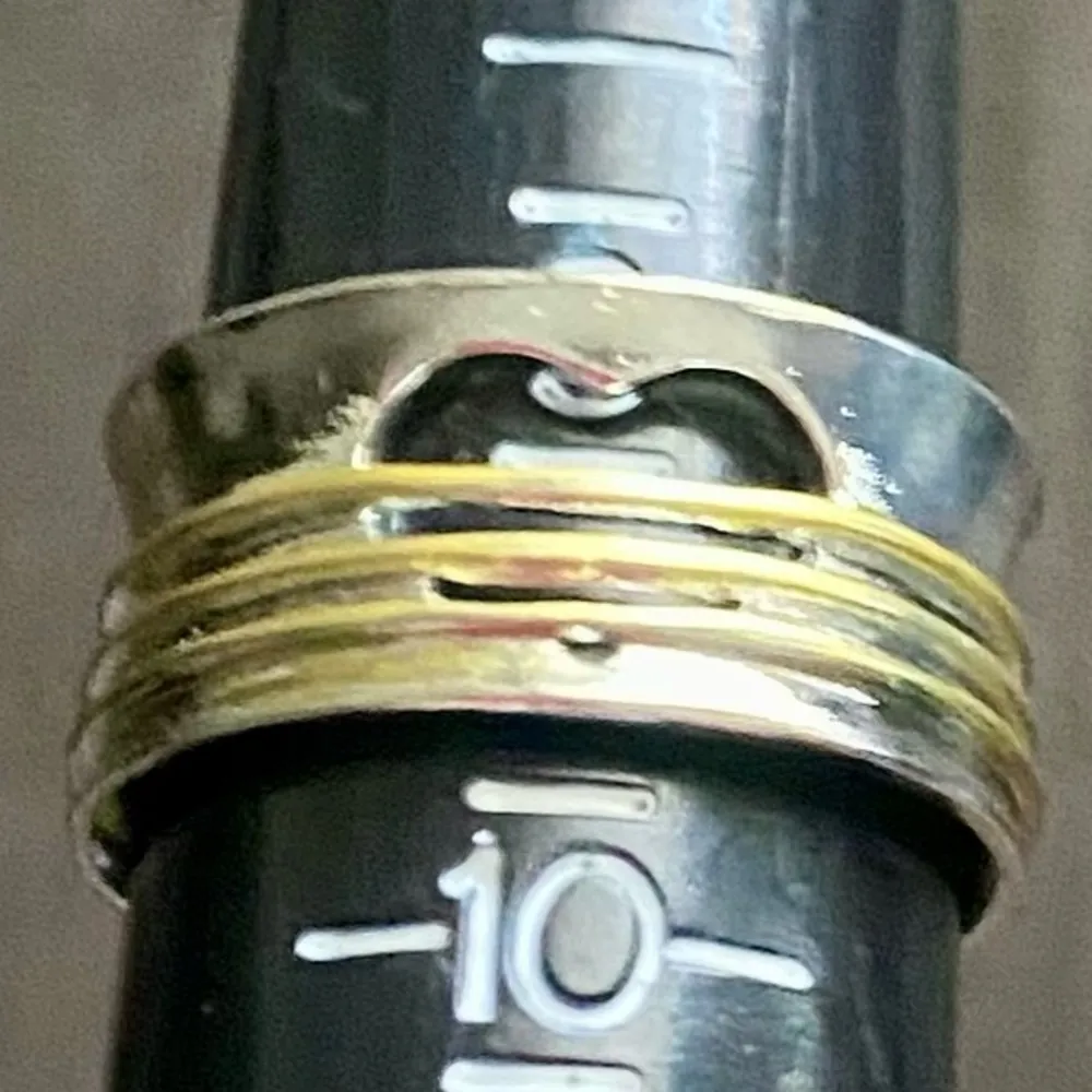 Silver Plated Two Tone Heart Love Ring - Image 2