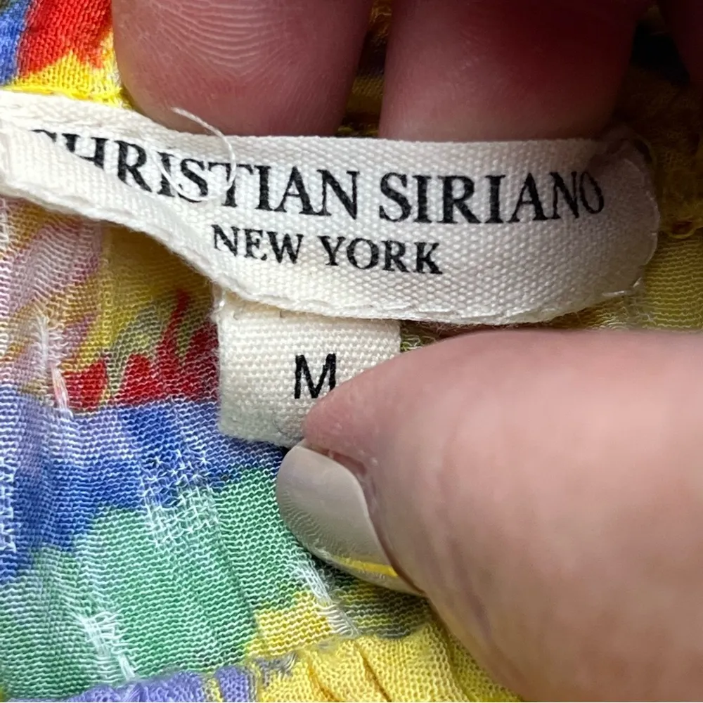 Christian Siriano Tiered Boho Tropical Midi Skirt Size Medium Yellow Toucan Bird - Image 2