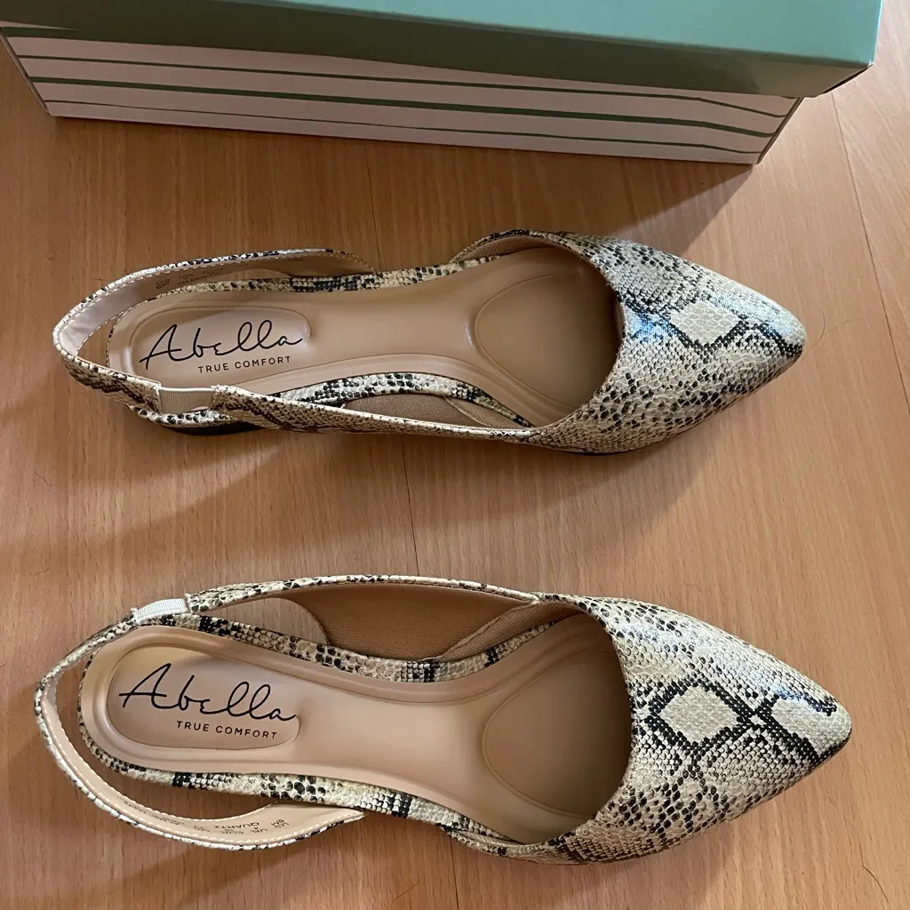 Abella Beige Snakeskin Slingback Flats Black Size 6 - Image 2
