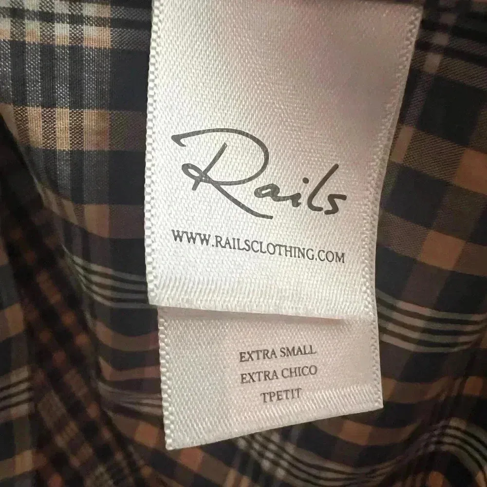 RAILS VERA BLOUSE IN MIDNIGHT MELON XS PLAID long sleeve poplin scoop hem womens - Image 8