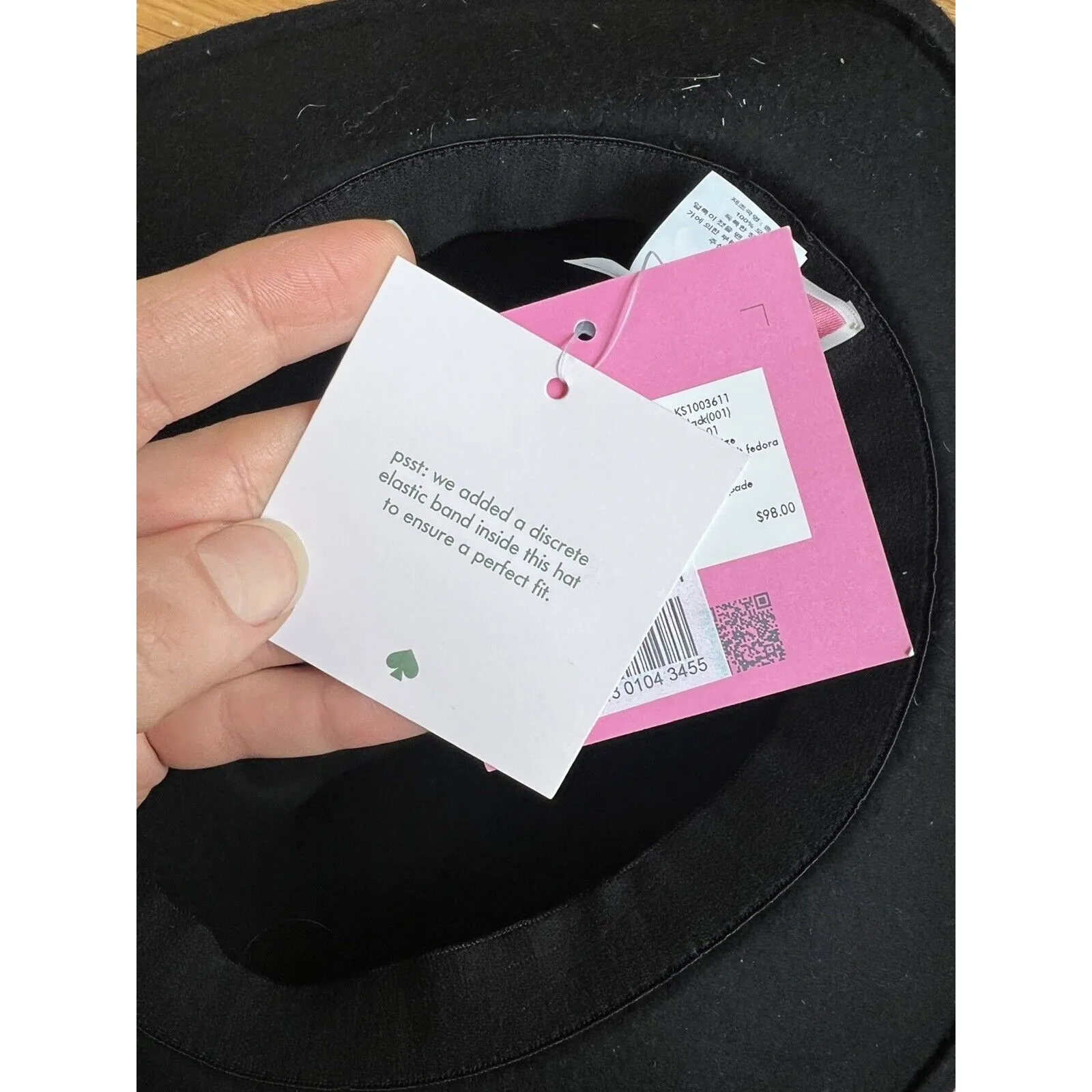 Kate Spade New York Black Wide Brim Fedora Classic Chic Wool Felt Diane Keaton - Image 6