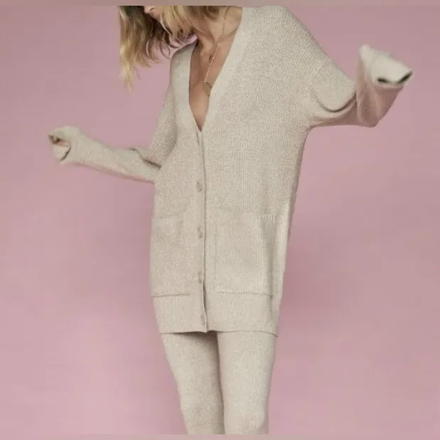 Zara Women's Elegant Beige Knit Cardigan Sweater S - Image 2