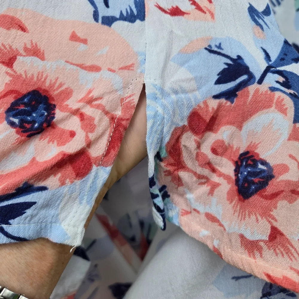 BLUE ISLAND Swim Cover-up Dress  Floral Bohemian Peasant Cottage Prairie Medium - Image 4