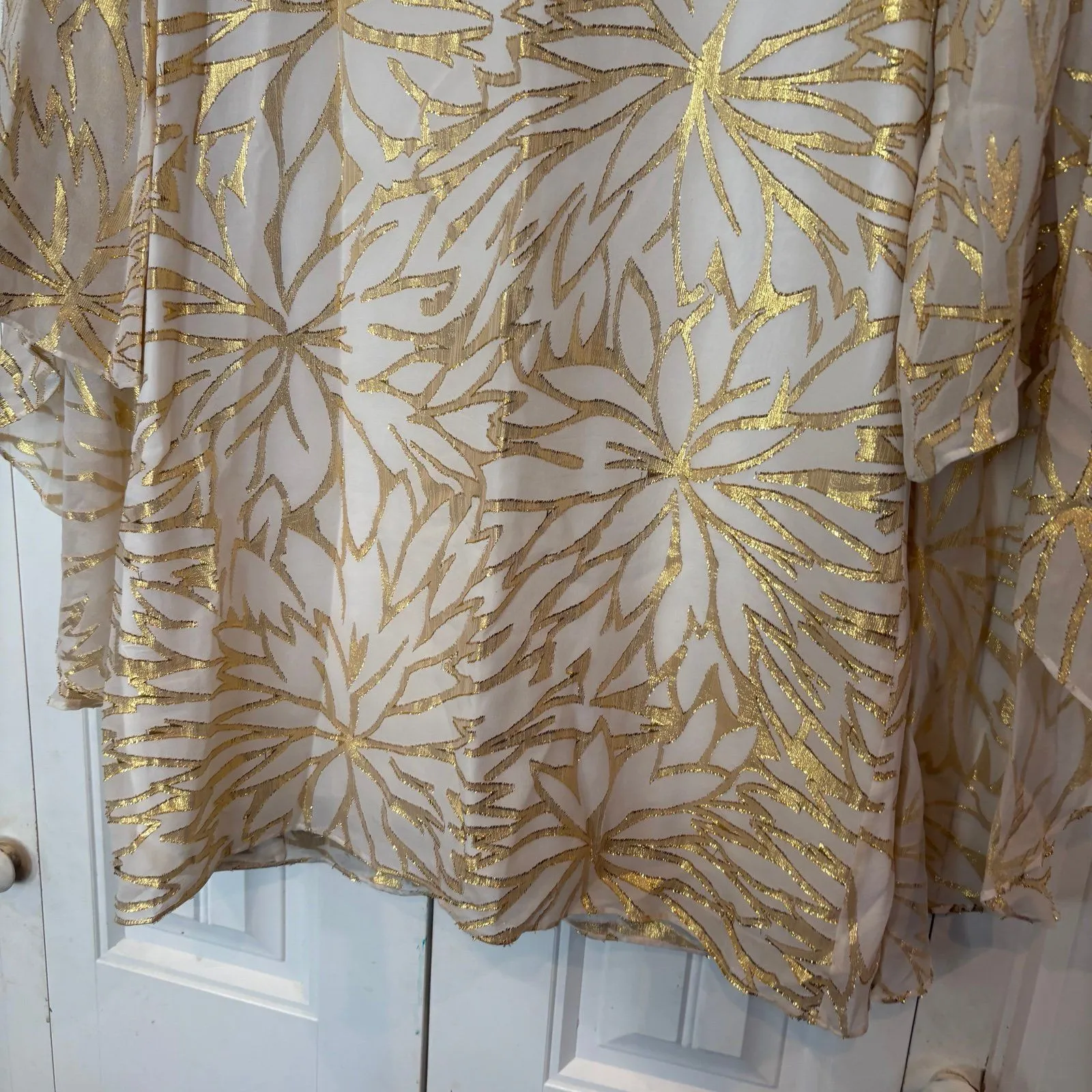 Lily Pulitzer‎ Miri Kaftan Silk White And Gold Dress Size 0 - Image 7