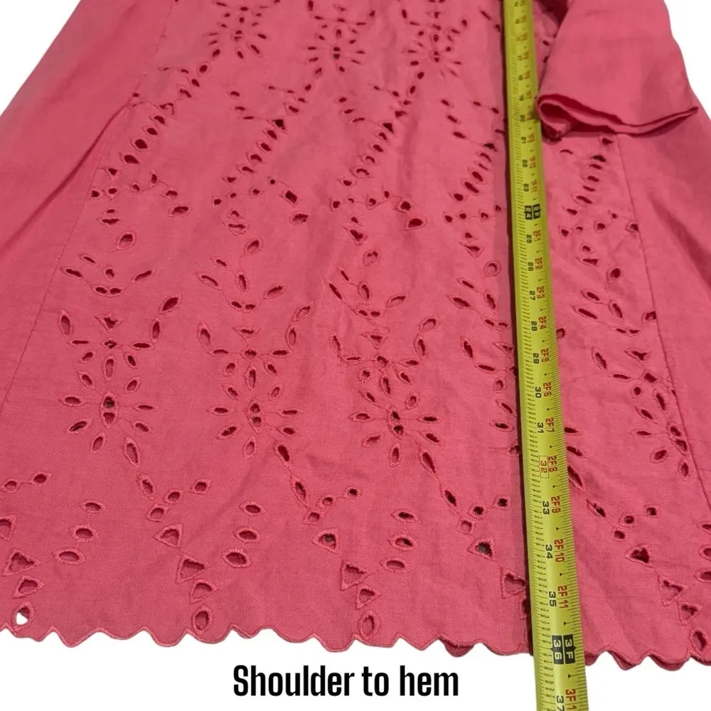 Bloomingdale's Blush Pink Eyelet Detail Tunic Top‎ Pant Set 100% Linen Size M/8 Size M - Image 11