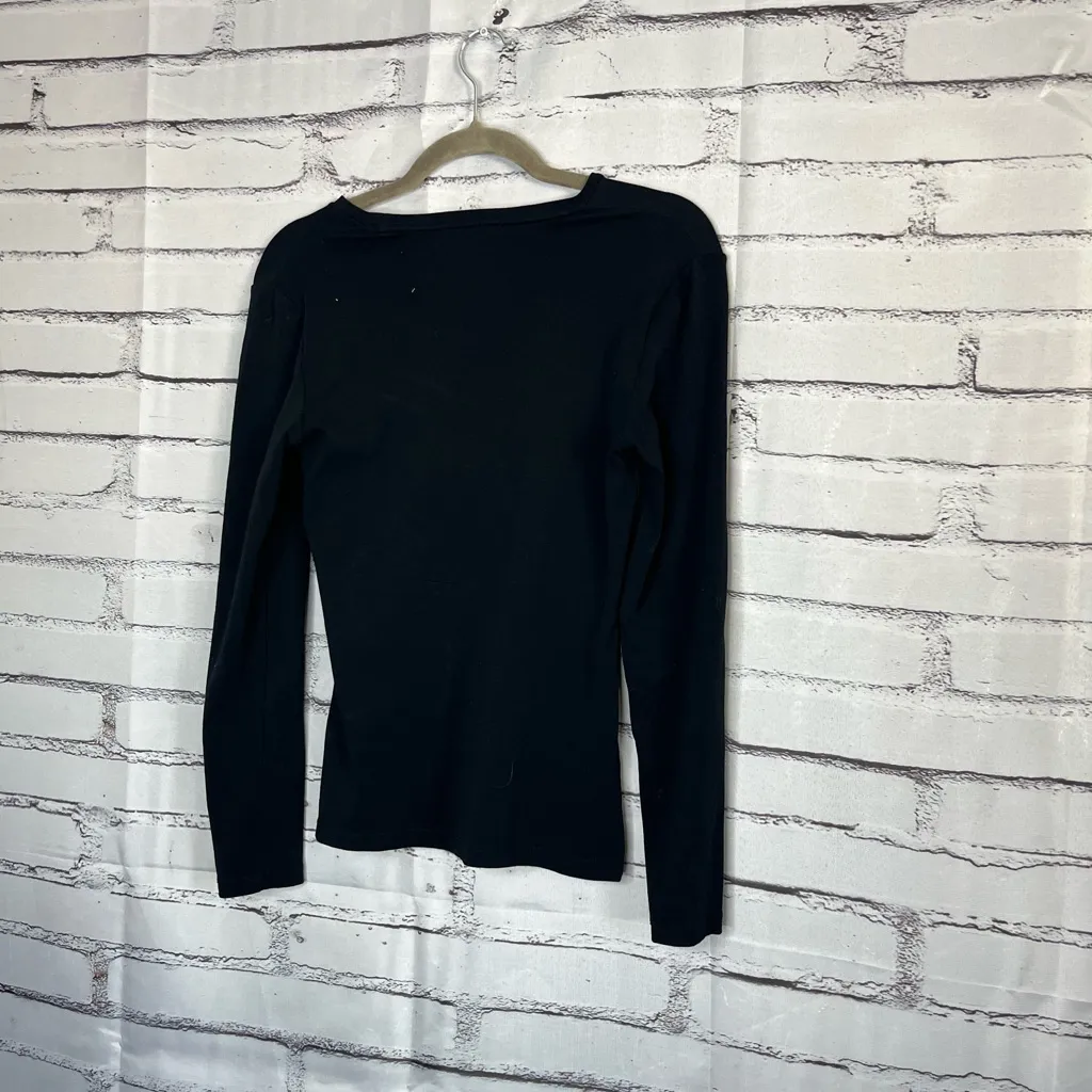Lauren Ralph Lauren Black Cotton Crew Neck Long Sleeve Top Women’s S Preppy Y2K - Image 9