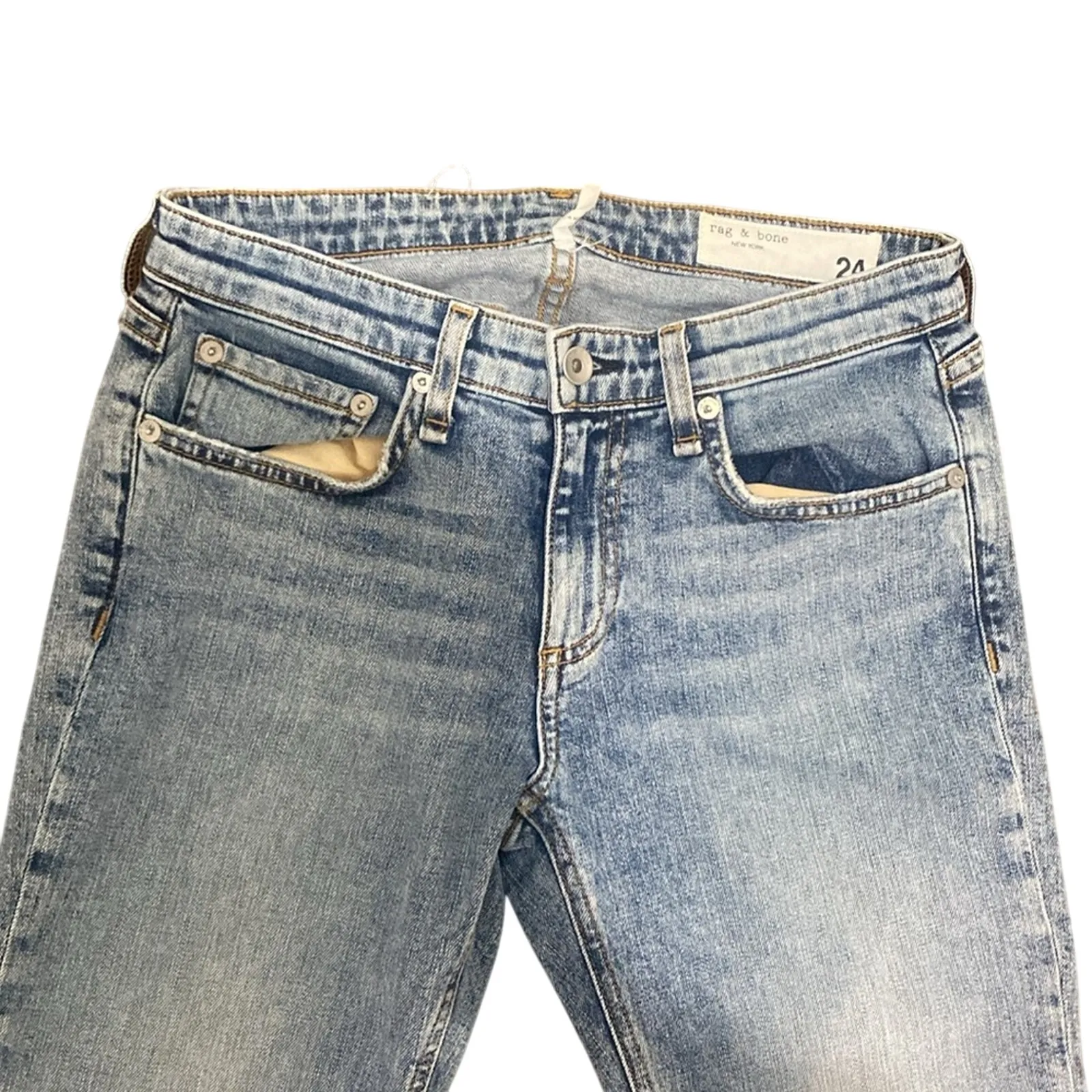 RAG & BONE Low Rise Slim Boyfriend Womens Sz 24 Distressed Light Wash - Image 2