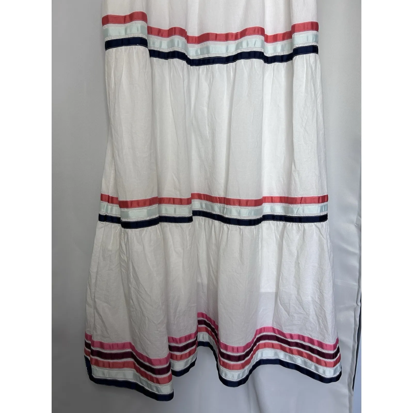 Lane Bryant White Tiered Maxi Dress Tie Shoulder Striped Cotton Size 20 Sundress - Image 4
