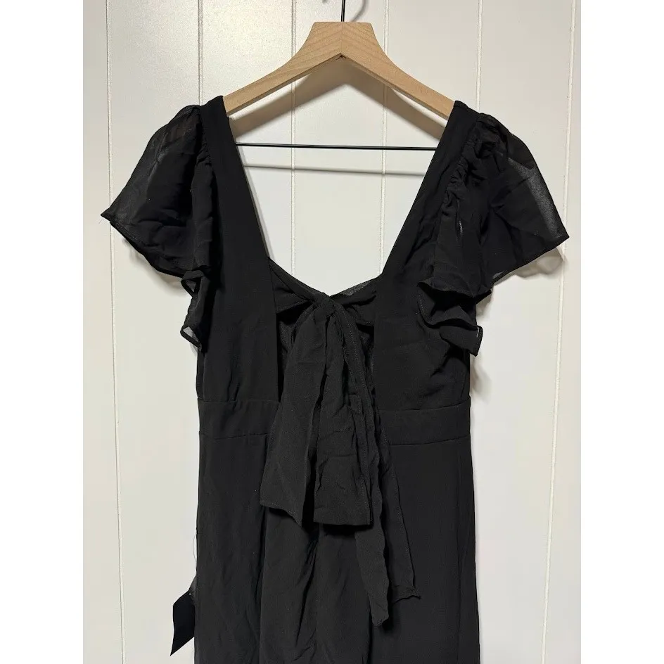 Lulus Black Flutter Sleeve Sweetheart Neck Maxi Dress Size M - Image 7
