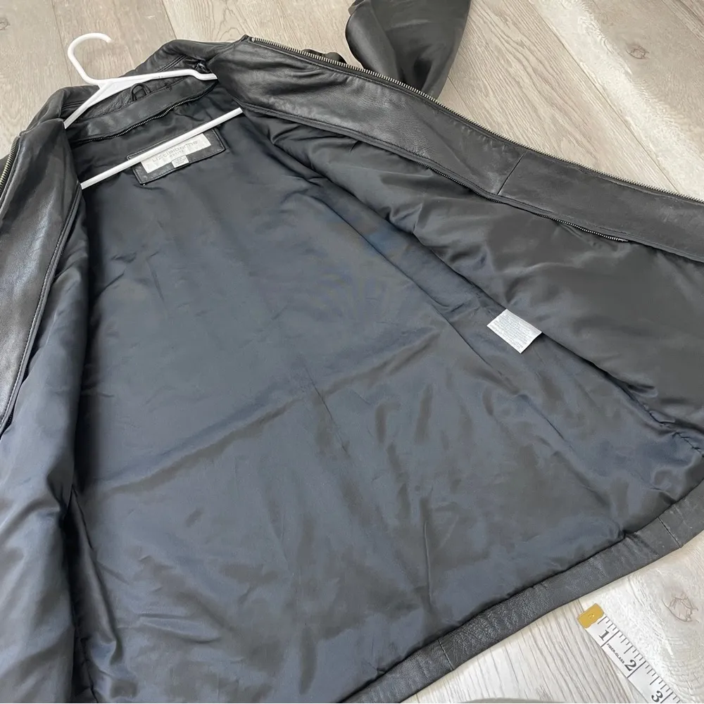 Liz Claiborne Jacket leather womens Black small petite y2k minimalist chic moto - Image 9