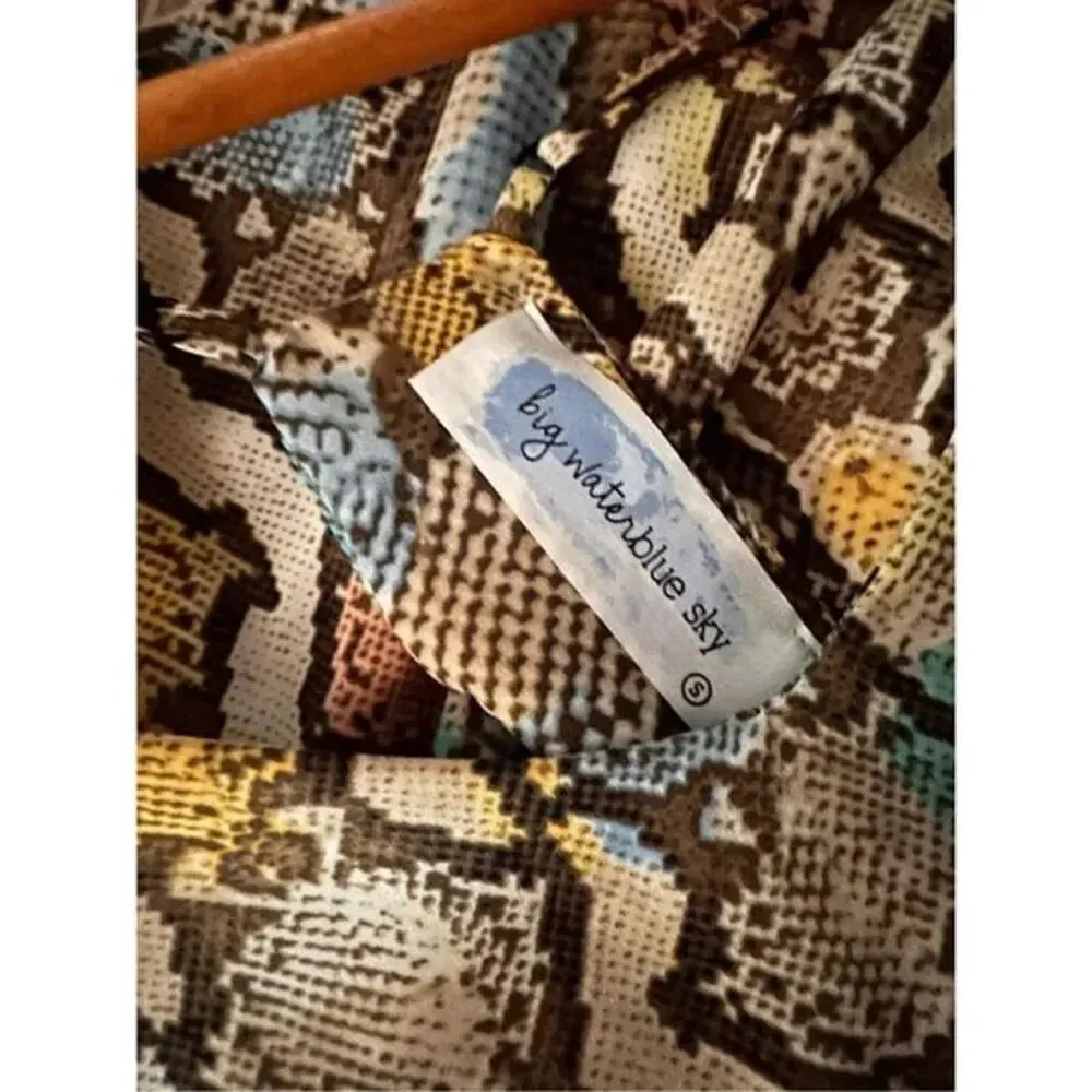 Lizard Thicket Snake Print Slip Dress Multicolor Boho Chic Mini Size Small NWT‎ Blue - Image 6