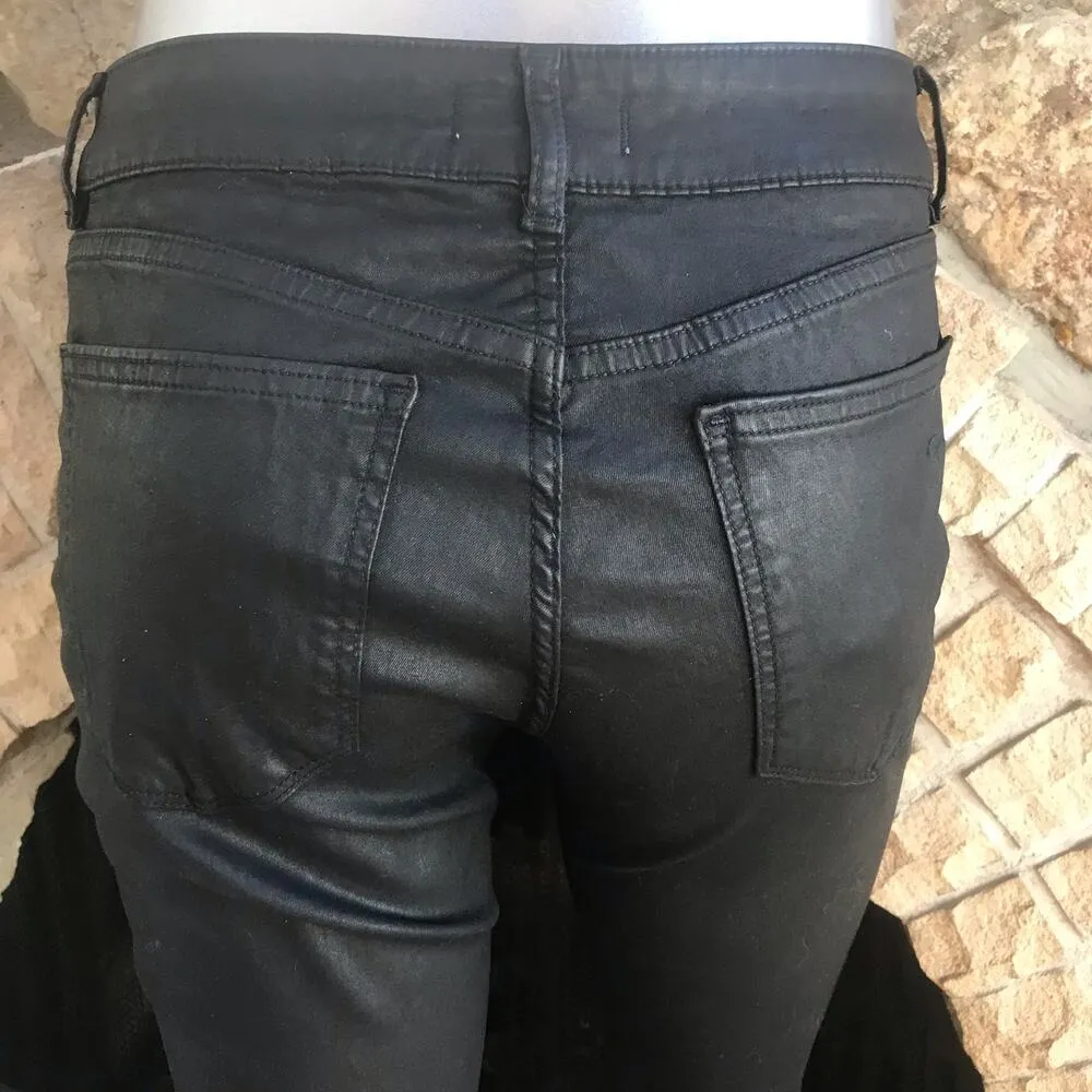 DL1961 Florence  Mid Rise Instasculpt Skinny Black Waxed Pants Women’s Size 29 - Image 2