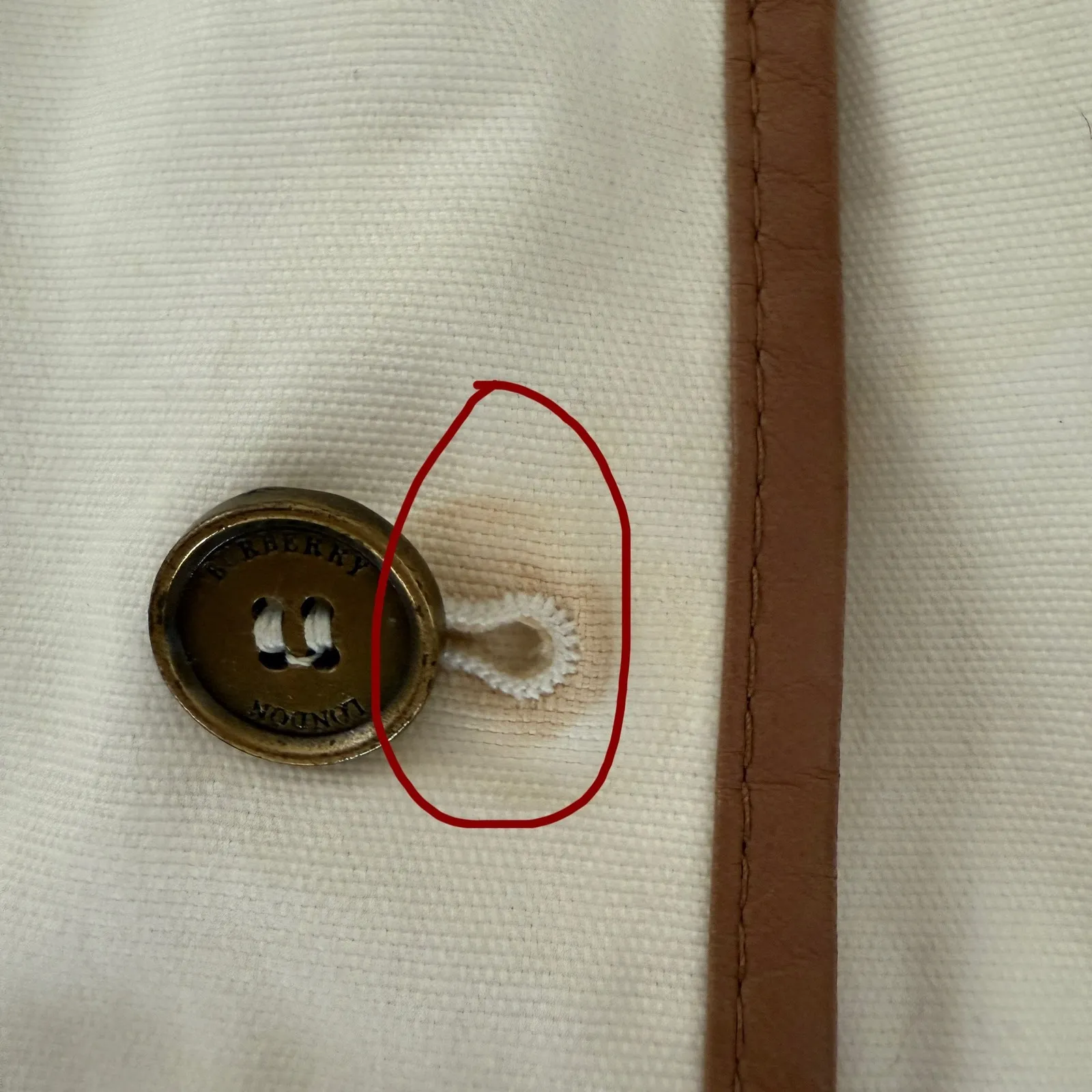 Burberry Faversham Ivory Brown Trim Cotton Blend Belted Jacket UL - Image 10