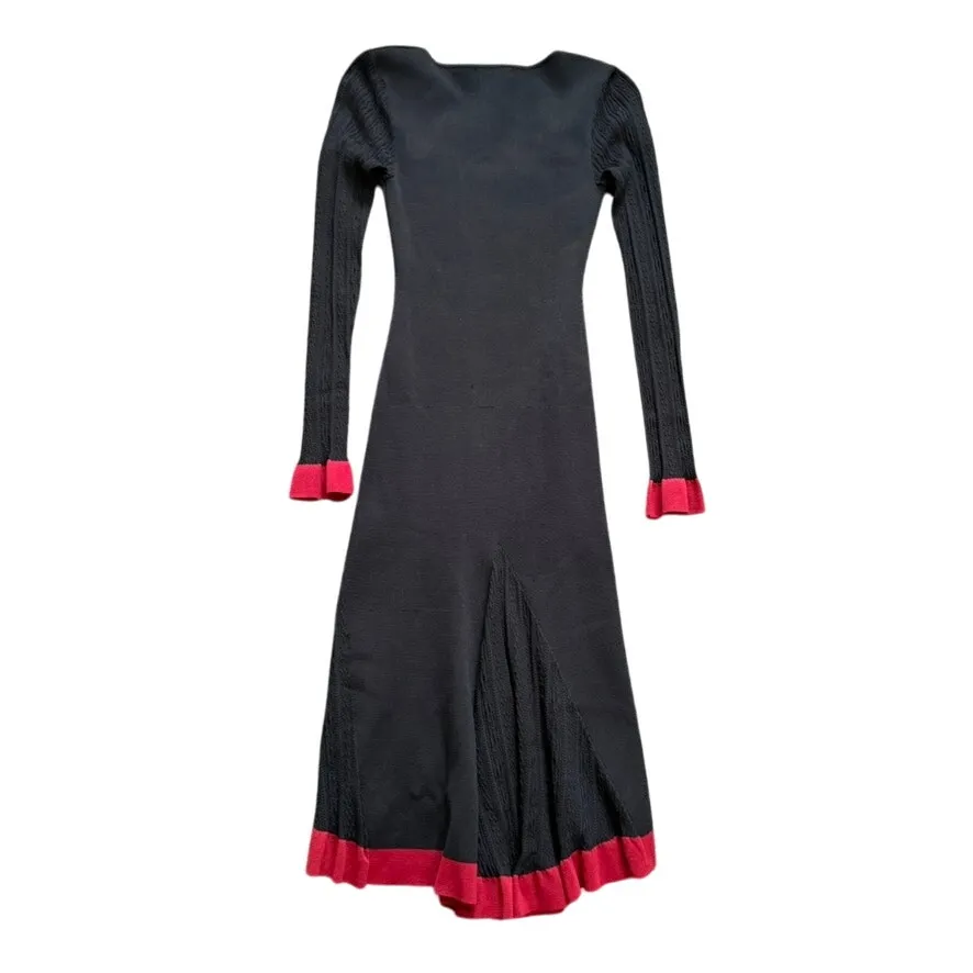 Esteban Cortazar x RTR Square Neck Sweater Dress in Black/Red, Size S Black - Image 9