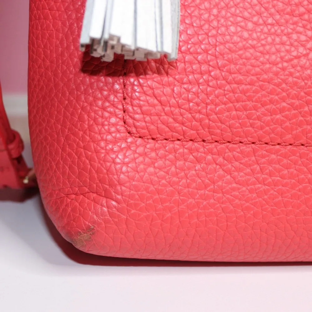 Kate Spade Pink Leather Shoulder Bag White Trim Gold Zipper Purse - Image 4