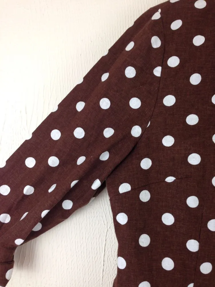 Coldwater Creek Brown White Polka Dot 3/4 Sleeve Blazer - Image 5