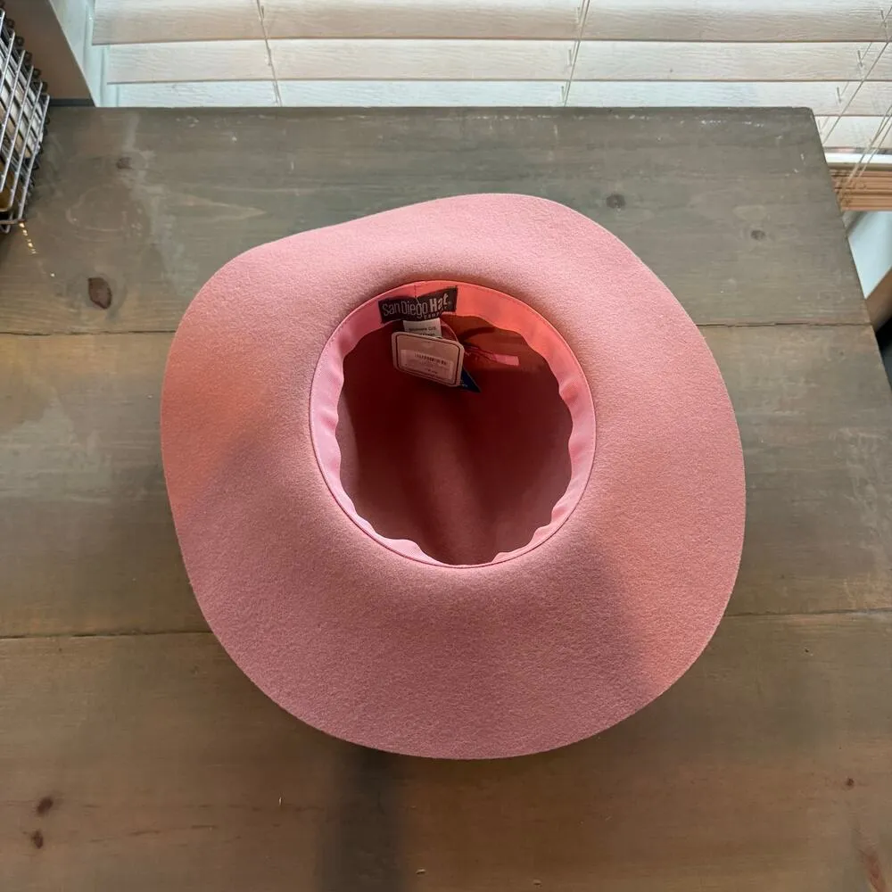 San Diego Hat Company Pink Wool Felt Fedora Gaga Joanne Sz O/S NWT - Image 10
