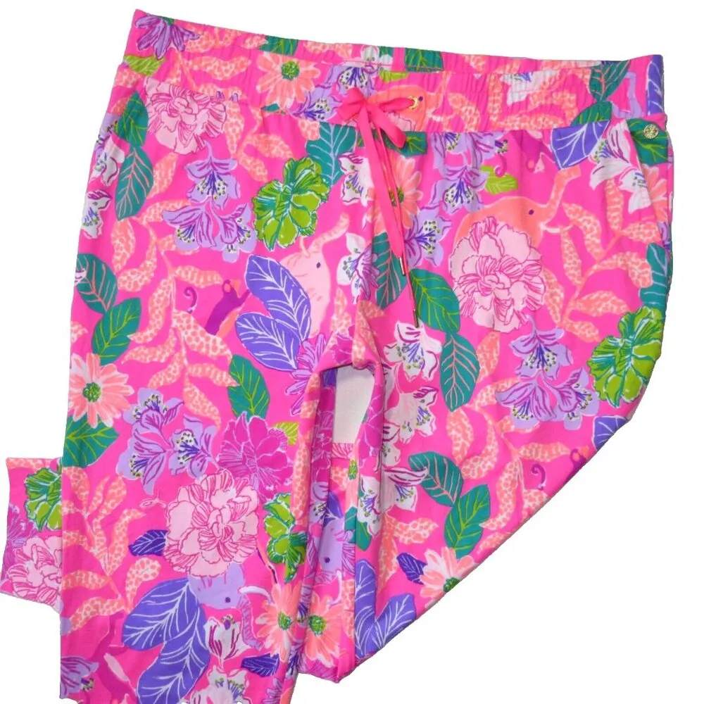 NWT Lilly Pulitzer Lillabeth in Pink Isle Best Of Freinds Jersey Jogger Pants XL - Image 2
