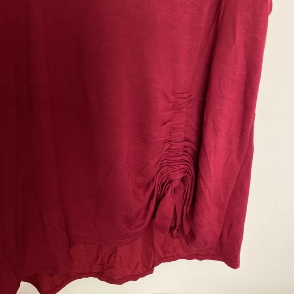 Avenue Leisure hooded knit top sweater ruched side tunic Longsleeve 14/16 red - Image 6