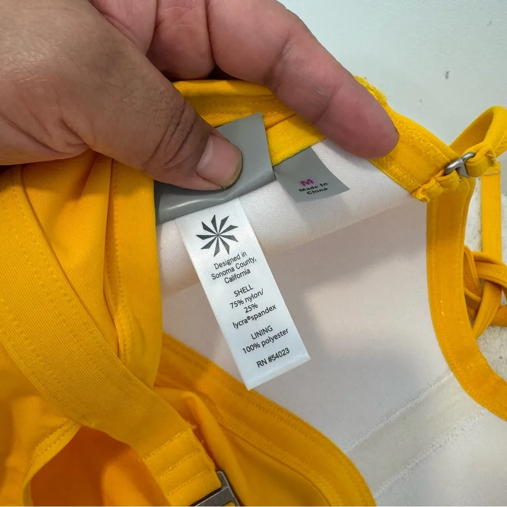 Athleta Yellow Shirred Halter Tankini Swim Top M - Image 7